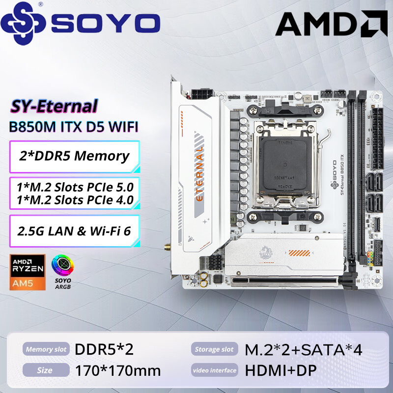 X870E Atx Motherboard - SOYO B850M ARGB Moederbord WIFI6 MINI-ITX