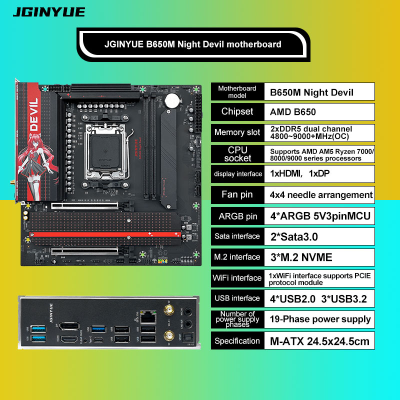 JGINYUE B650M NIGHT DEVIL Desk - X870E Atx Motherboard recensie en prijs
